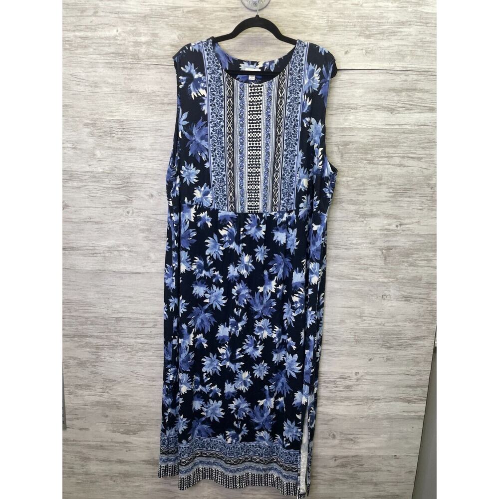 J Jill‎ Dress Womens 3X Blue Sleeveless Long Maxi Stretch Pullover Crew Neck